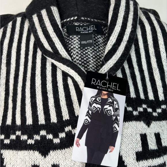 Rachel Roy XXXL Brand New with Tags Black and White Cardigan Sweater with Belt. - Picture 2 of 4